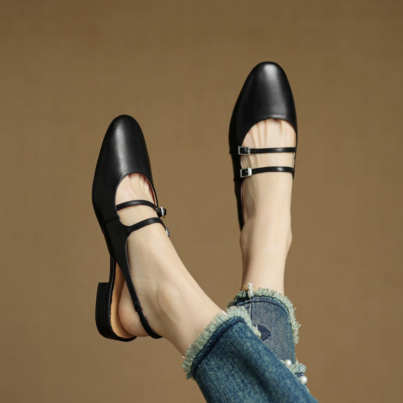Paris Flache Lederschuhe