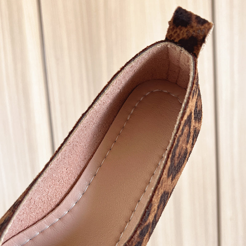 Leopard Vale Flache Lederschuhe
