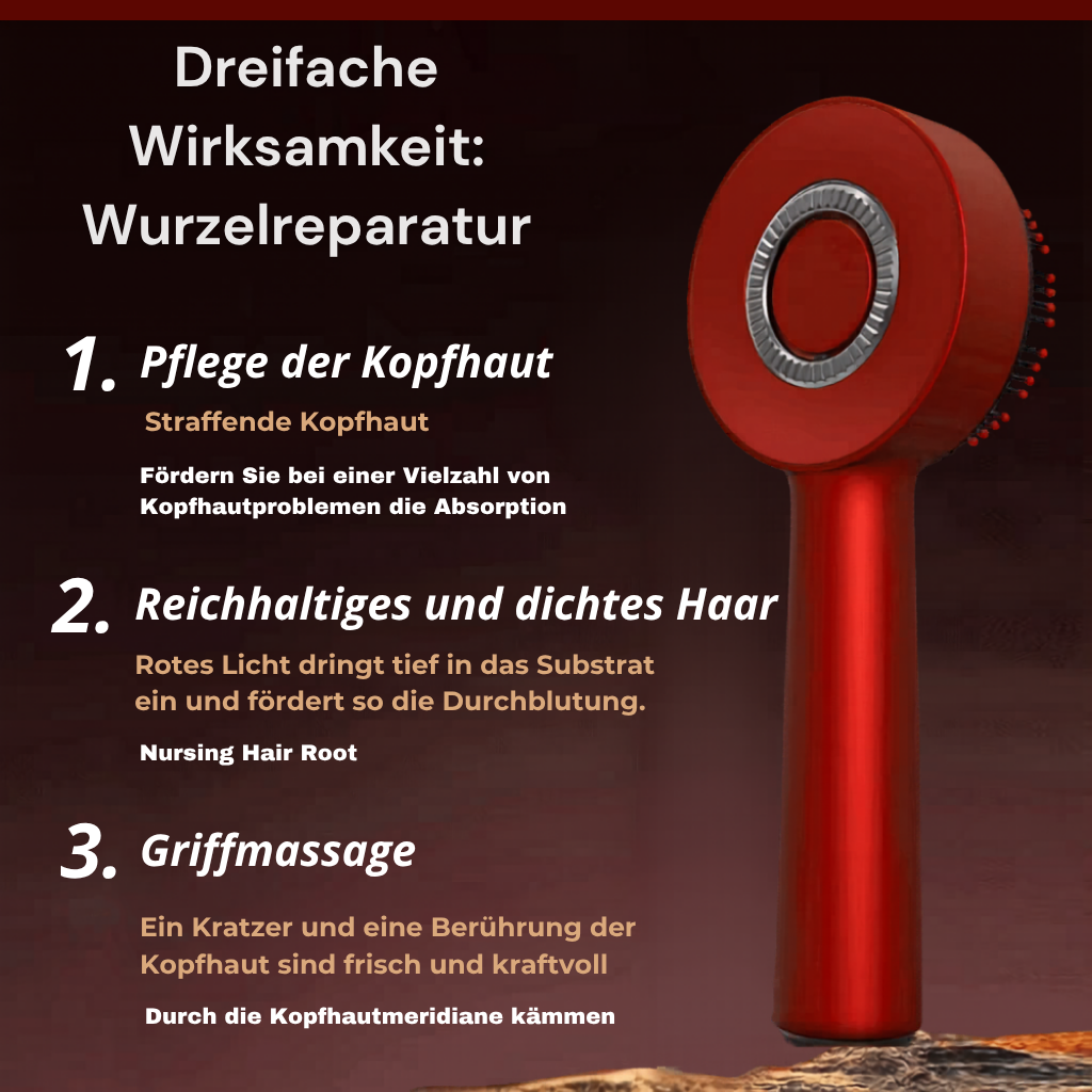 Solethic Hydrotherapie-Kopfhautmassagebürste mit rotem Licht und 3 Intensitätsstufen