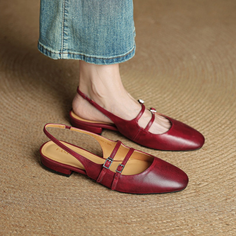 Paris Flache Lederschuhe