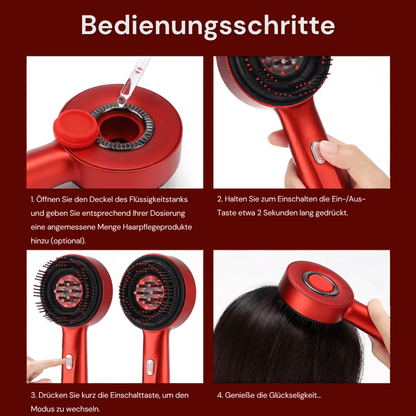 Solethic Hydrotherapie-Kopfhautmassagebürste mit rotem Licht und 3 Intensitätsstufen