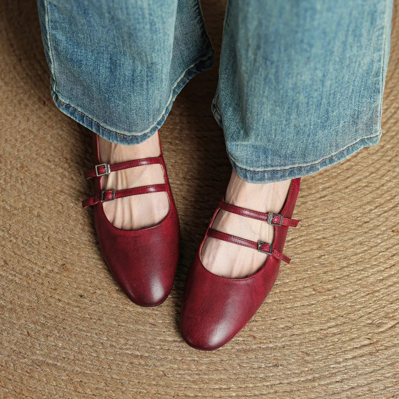 Paris Flache Lederschuhe