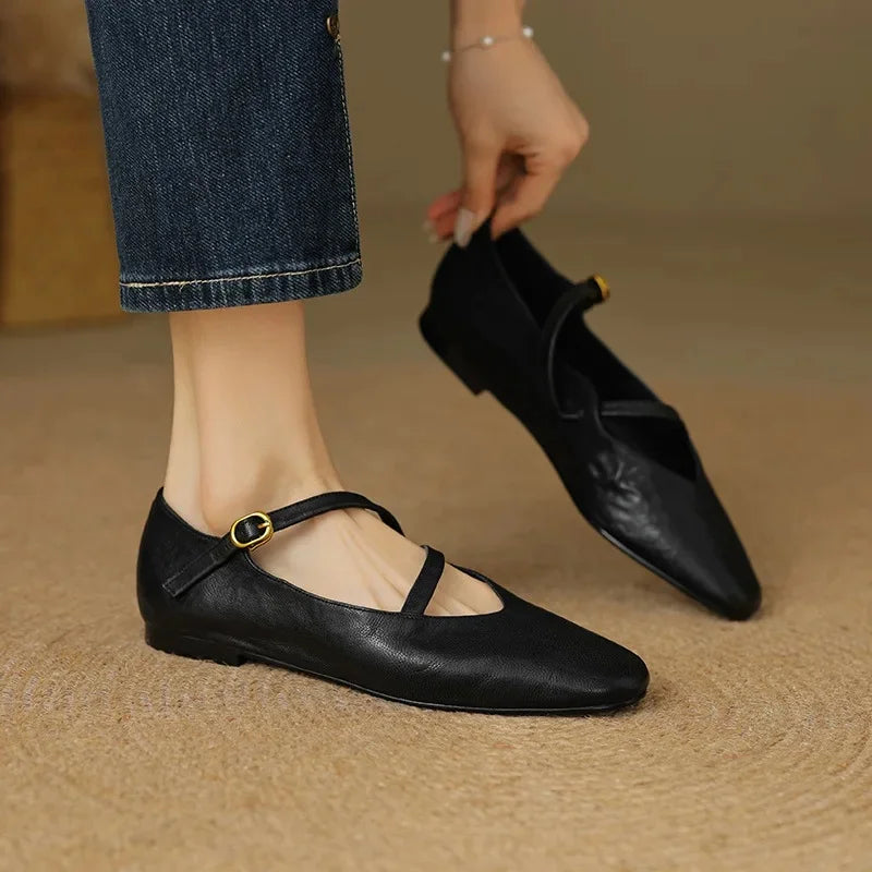 Aria Flache Lederschuhe