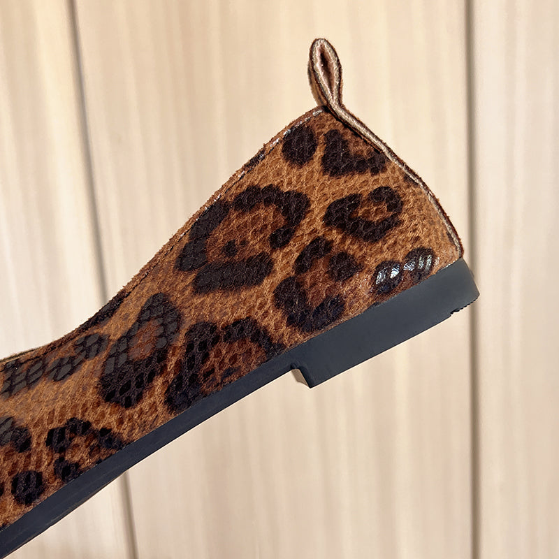 Leopard Vale Flache Lederschuhe
