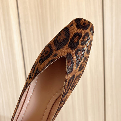 Leopard Vale Flache Lederschuhe