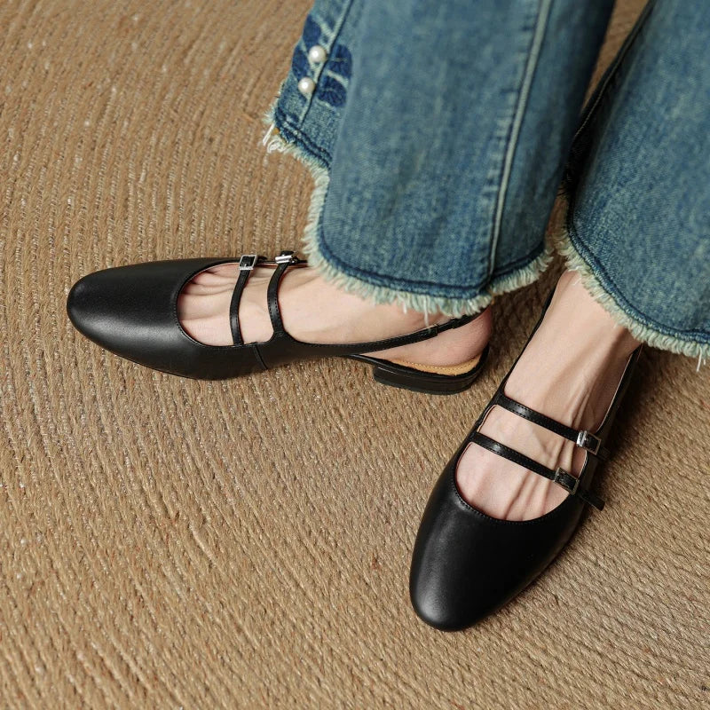 Paris Flache Lederschuhe