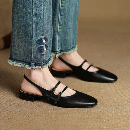 Paris Flache Lederschuhe