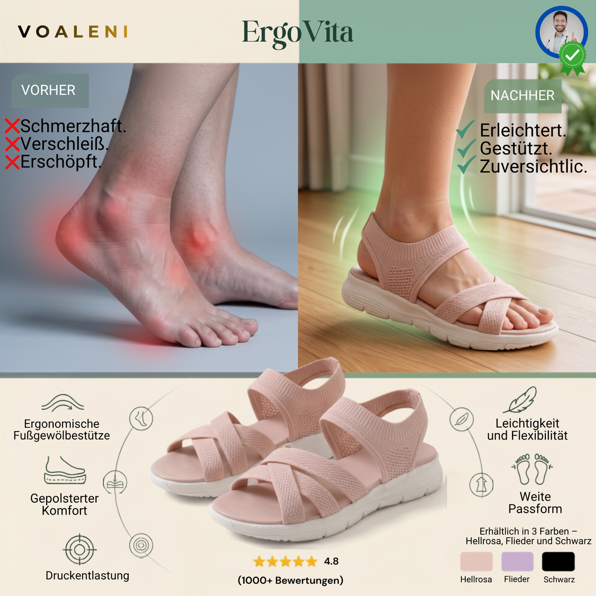 ErgoVita Orthopädische Komfort-Sandalen