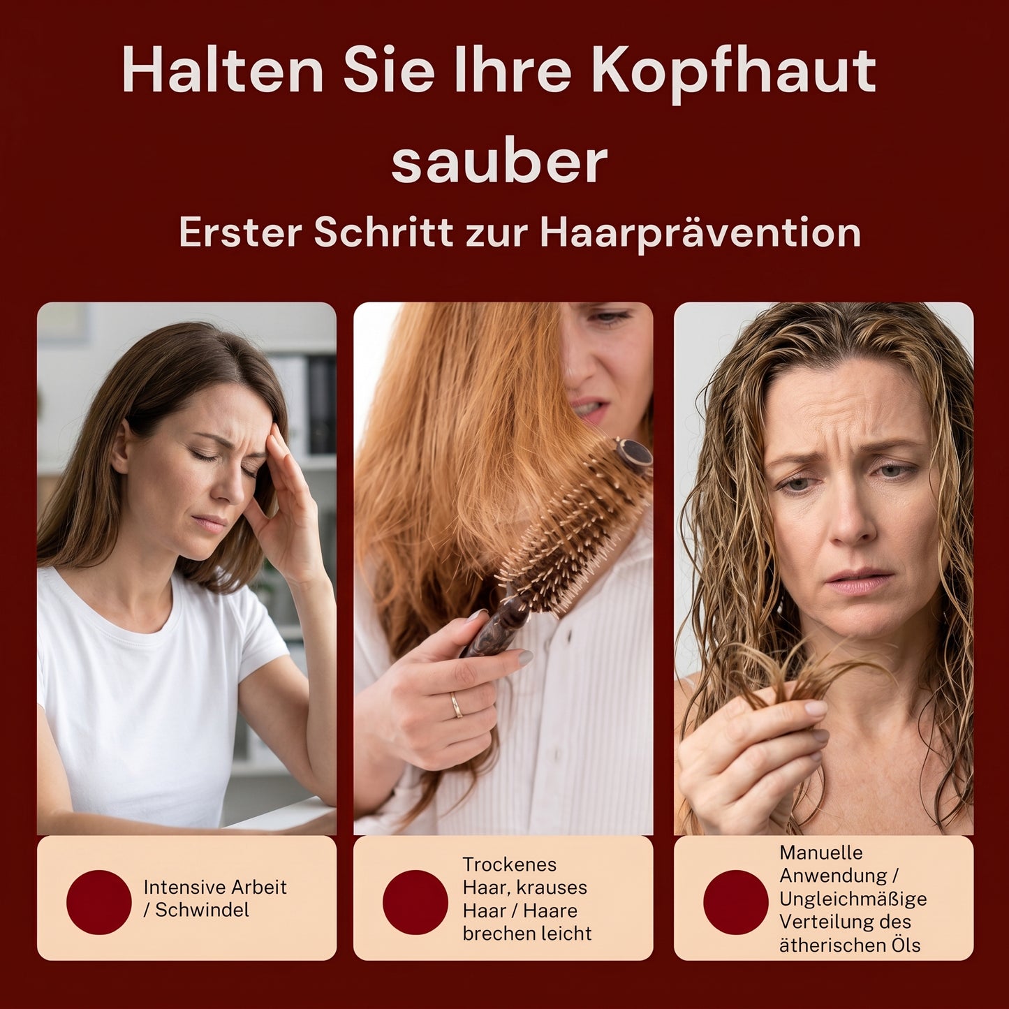 Solethic Hydrotherapie-Kopfhautmassagebürste mit rotem Licht und 3 Intensitätsstufen